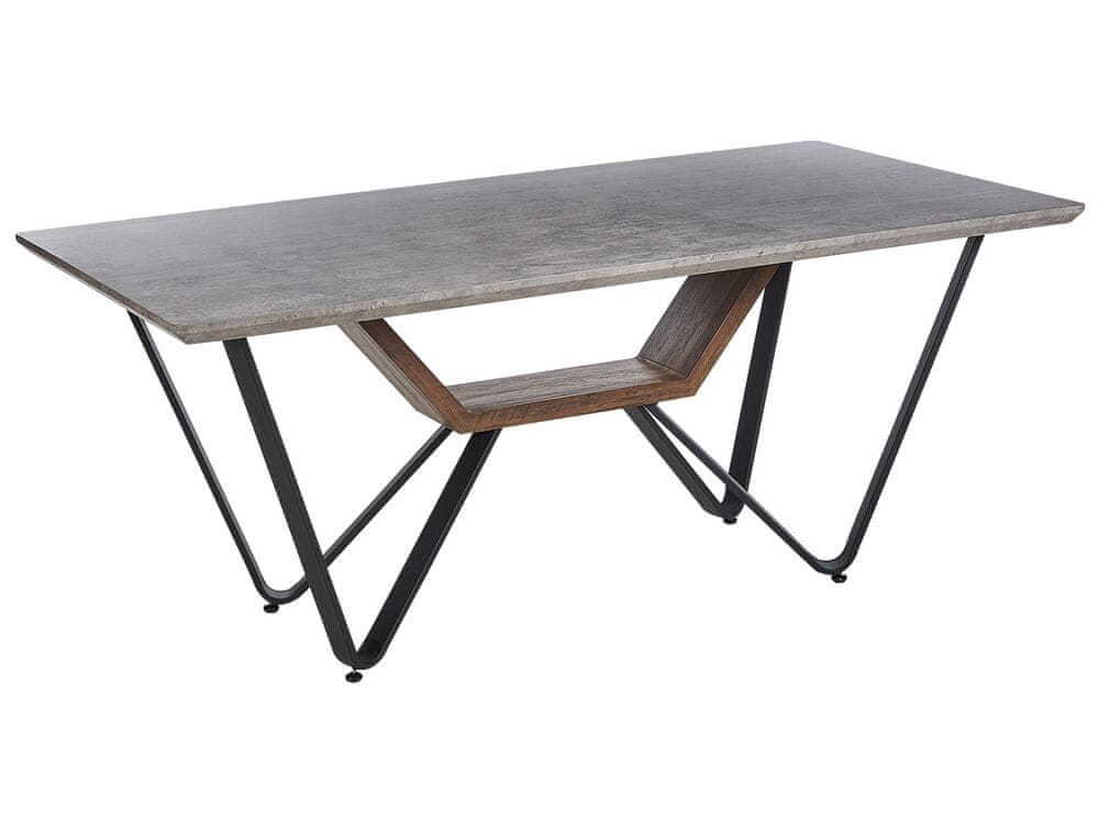 Beliani Jedálenský stôl s betónovým vzhľadom 180 x 90 cm sivá/čierna BANDURA